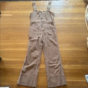 Aerie Tan Corduroy Jumpsuit Wide-Leg Design
